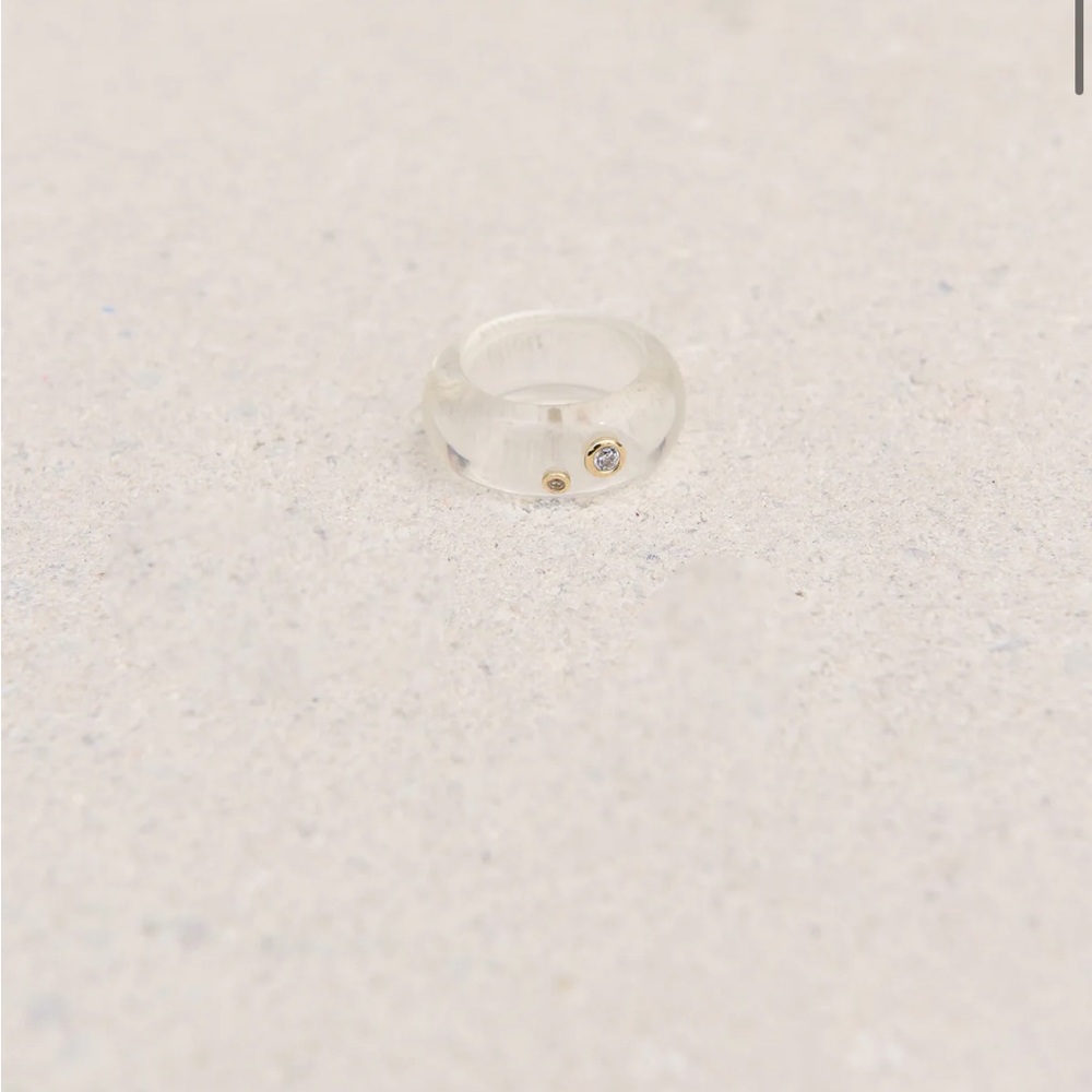 Eliou Clear Resin Ring with Gold Accents